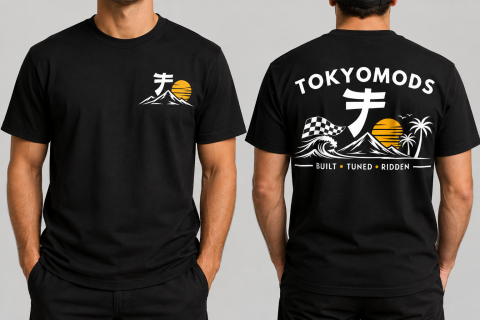 Tokyomods Mountain Wave Moto T-Shirt - Black